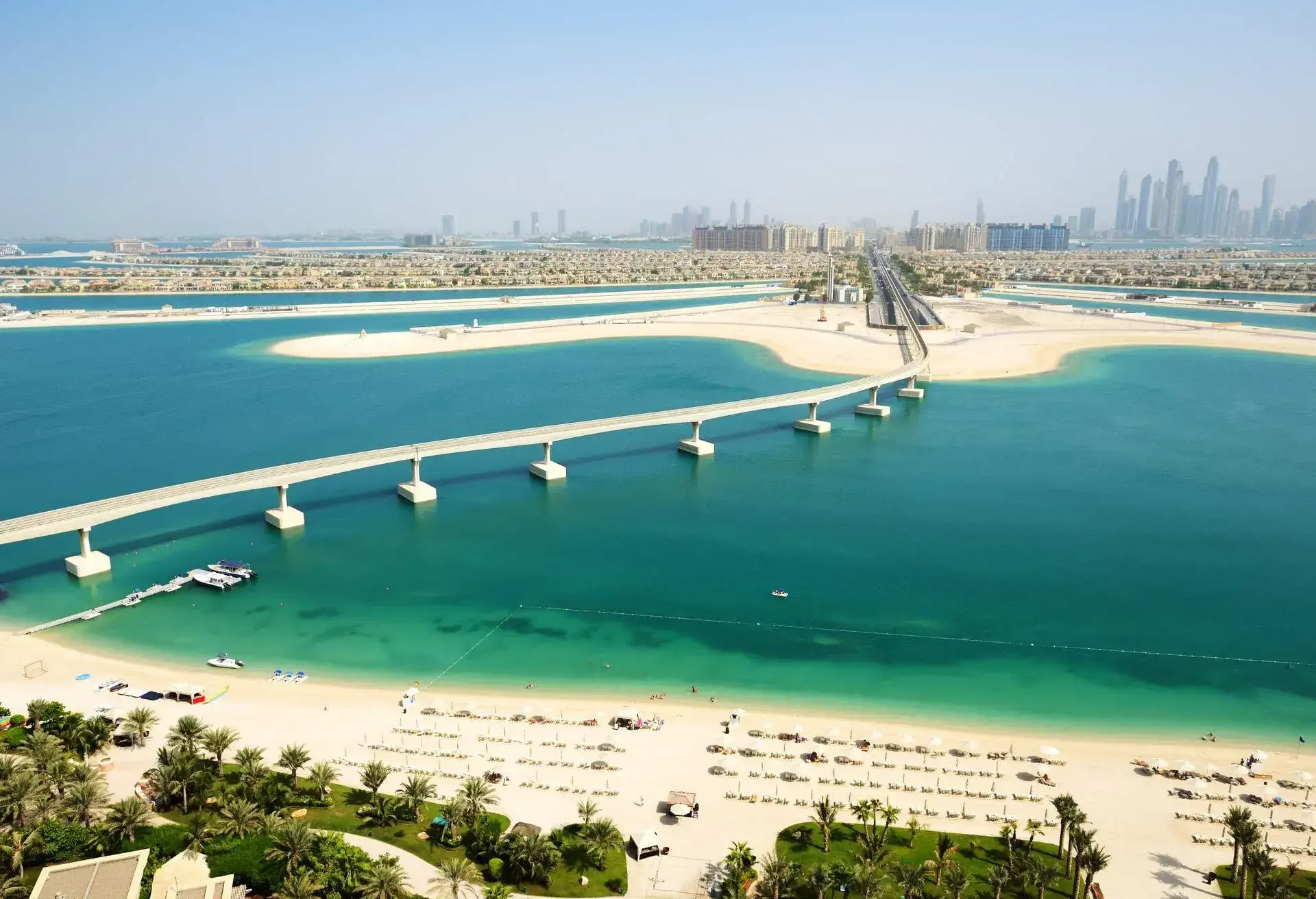 View on Jumeirah Palm man-made island, Dubai, UAE