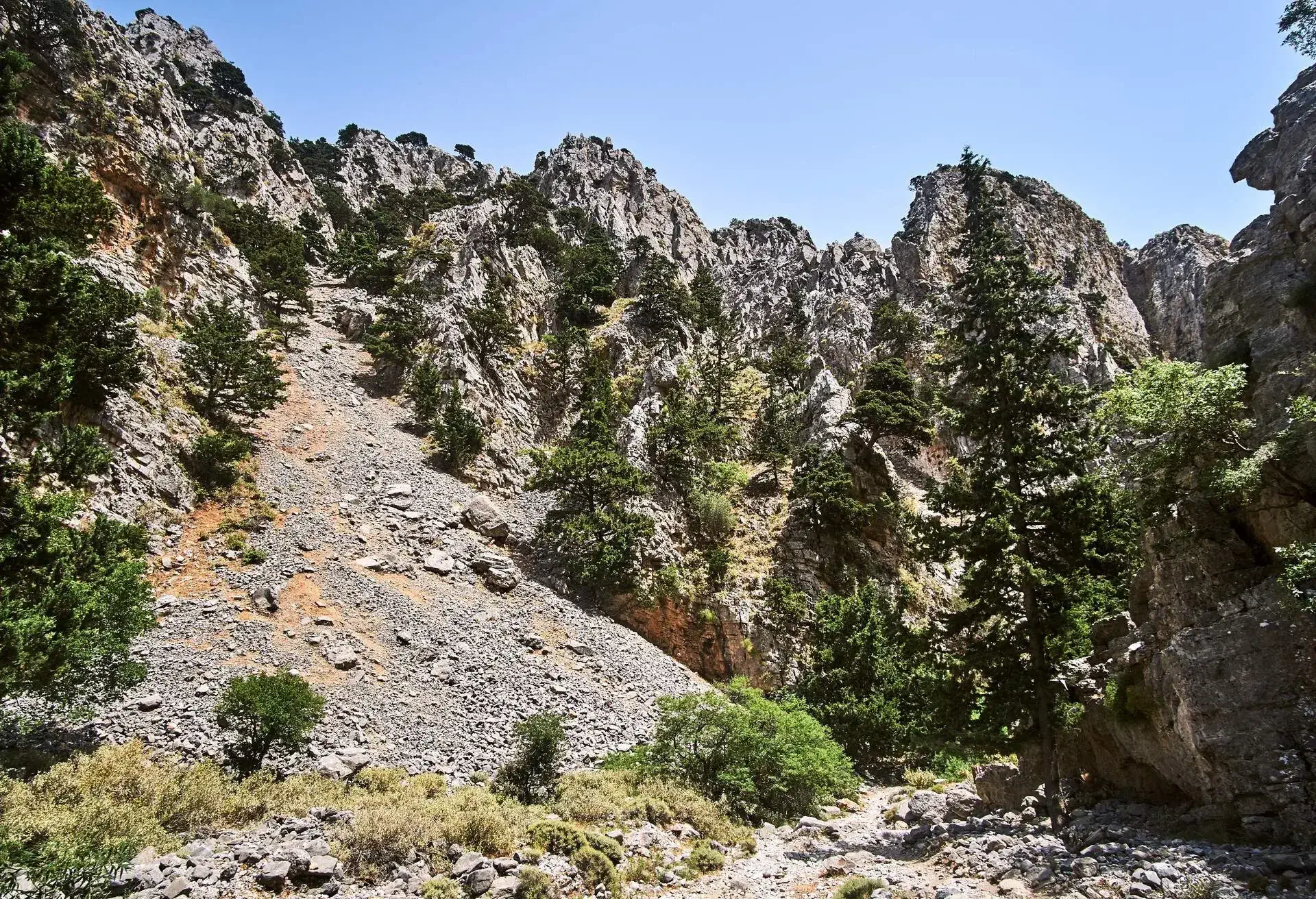 The rocky cliffs of Imbros Gorge on the southern part of the island of Crete in Greece