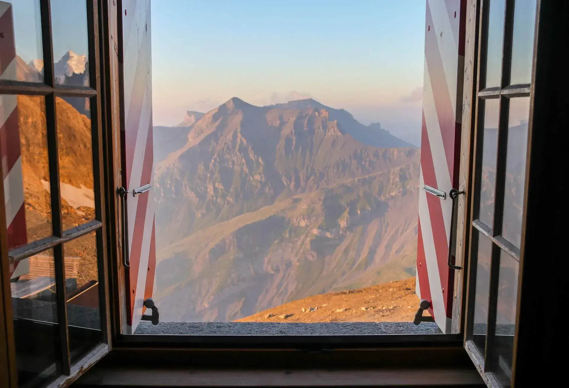 Sunset over the Bernese Alps as seen from around 3000 metres above sea level