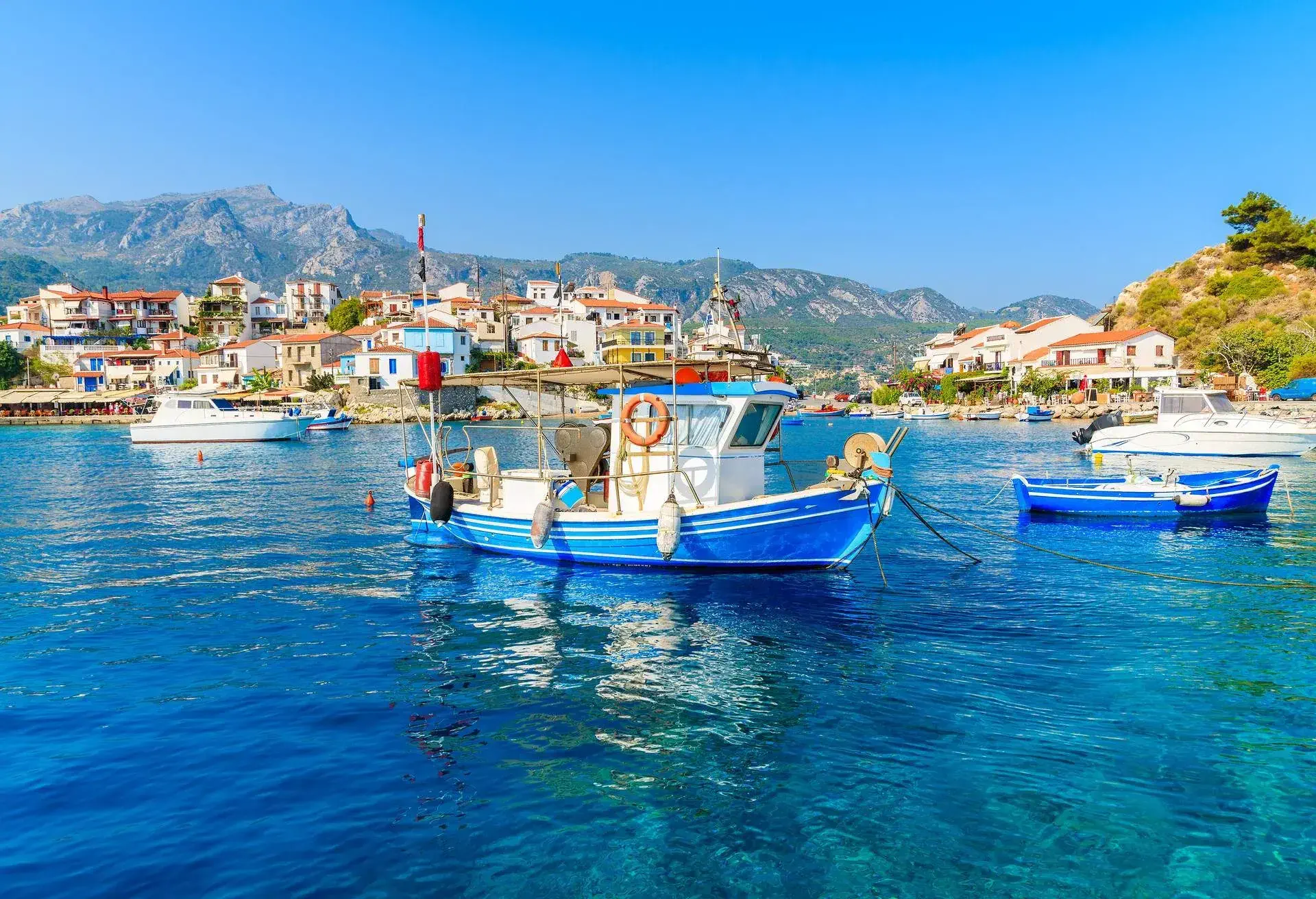 Samos is a Greek island in the eastern Aegean Sea, south of Chios, north of Patmos.