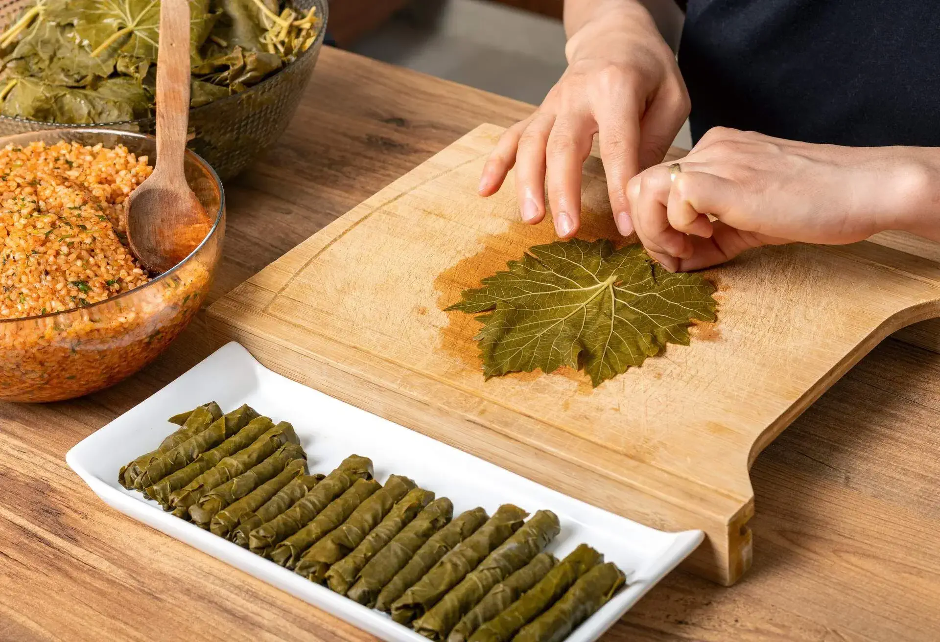 Close up photo of turkish sarma in the kitchen.