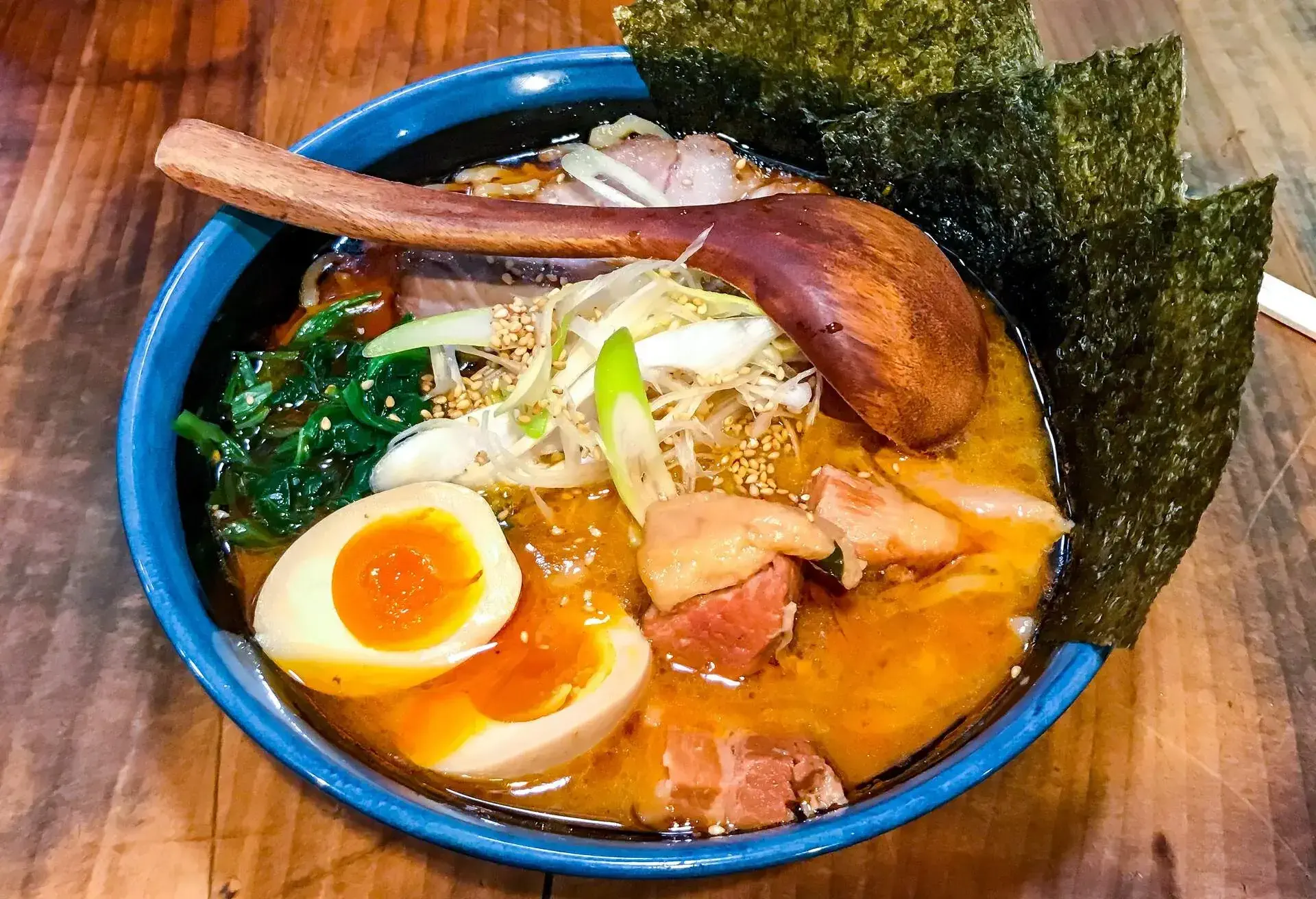 Pork bone broth ramen noodles