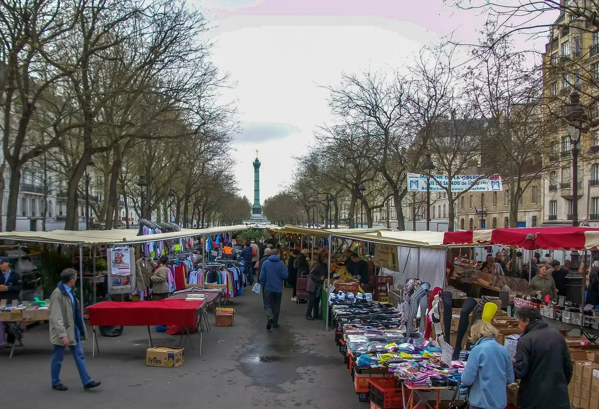 A busy street market in Paris
