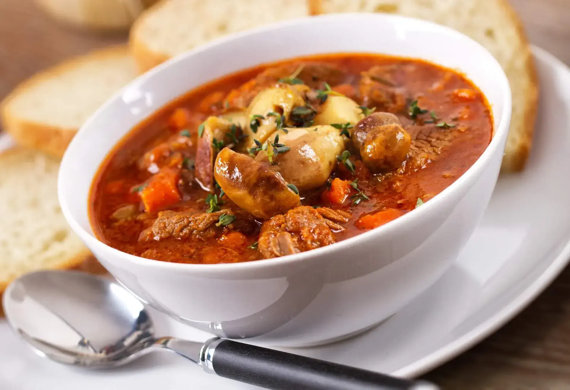 Hot stew with mushrooms
