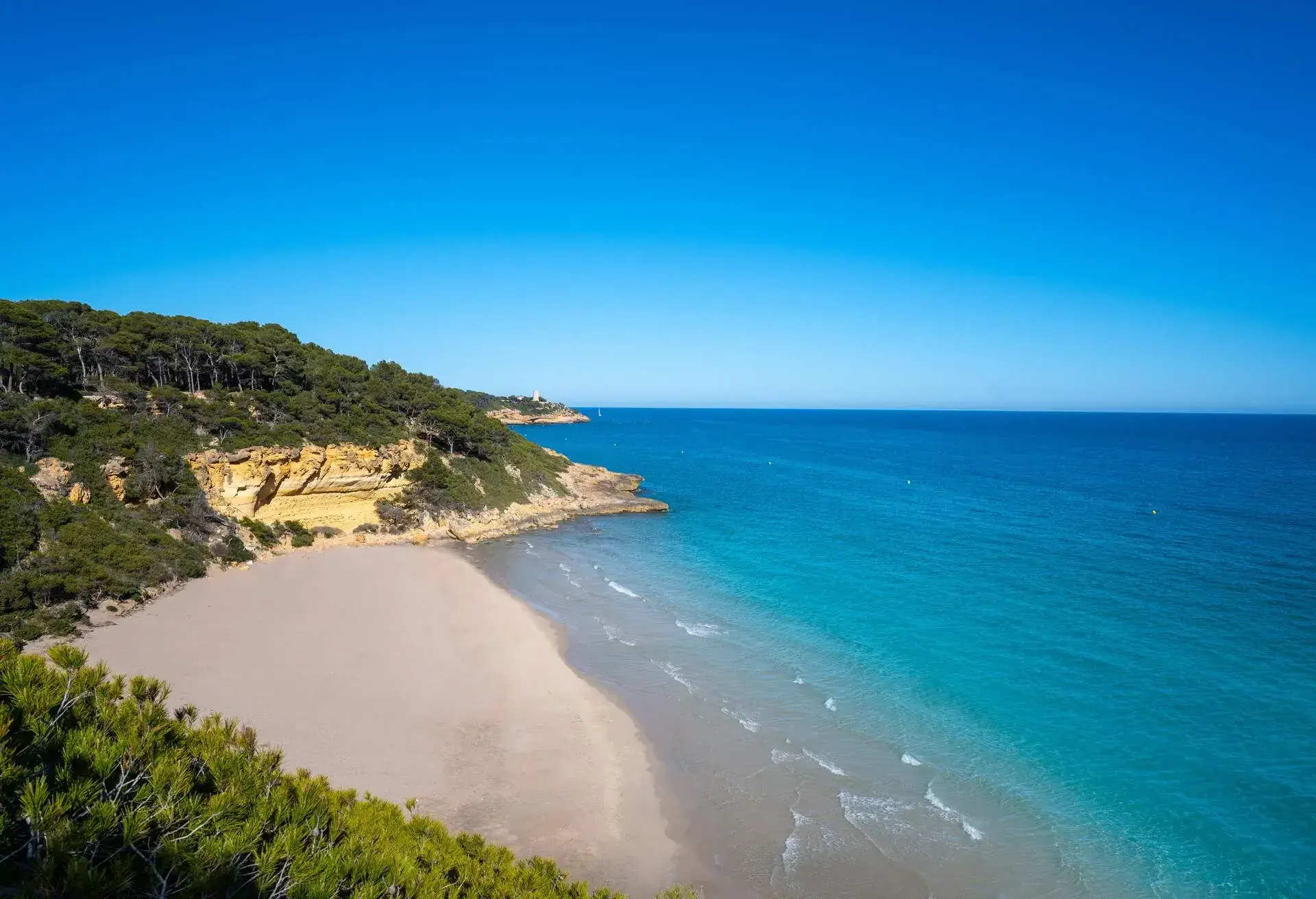 Cala Waikiki beach also Cala Fonda in Tarragona in Marquesa woods of Catalonia Spain