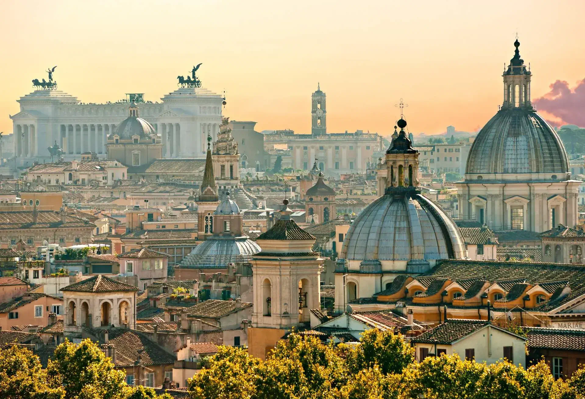 View of Rome from Castel Sant'Angelo, Italy.