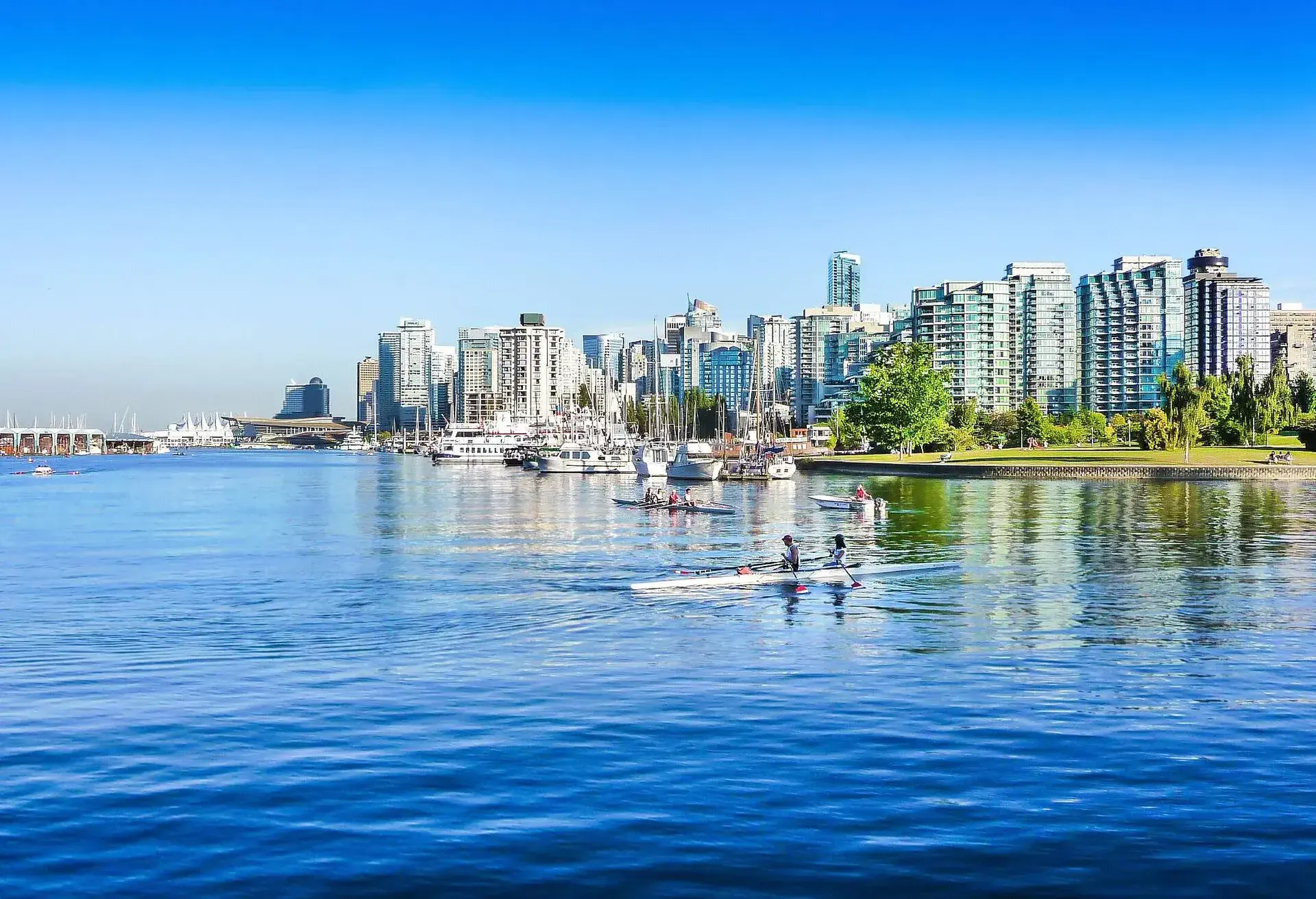 Vancouver skyline with harbor, British Columbia, Canada
