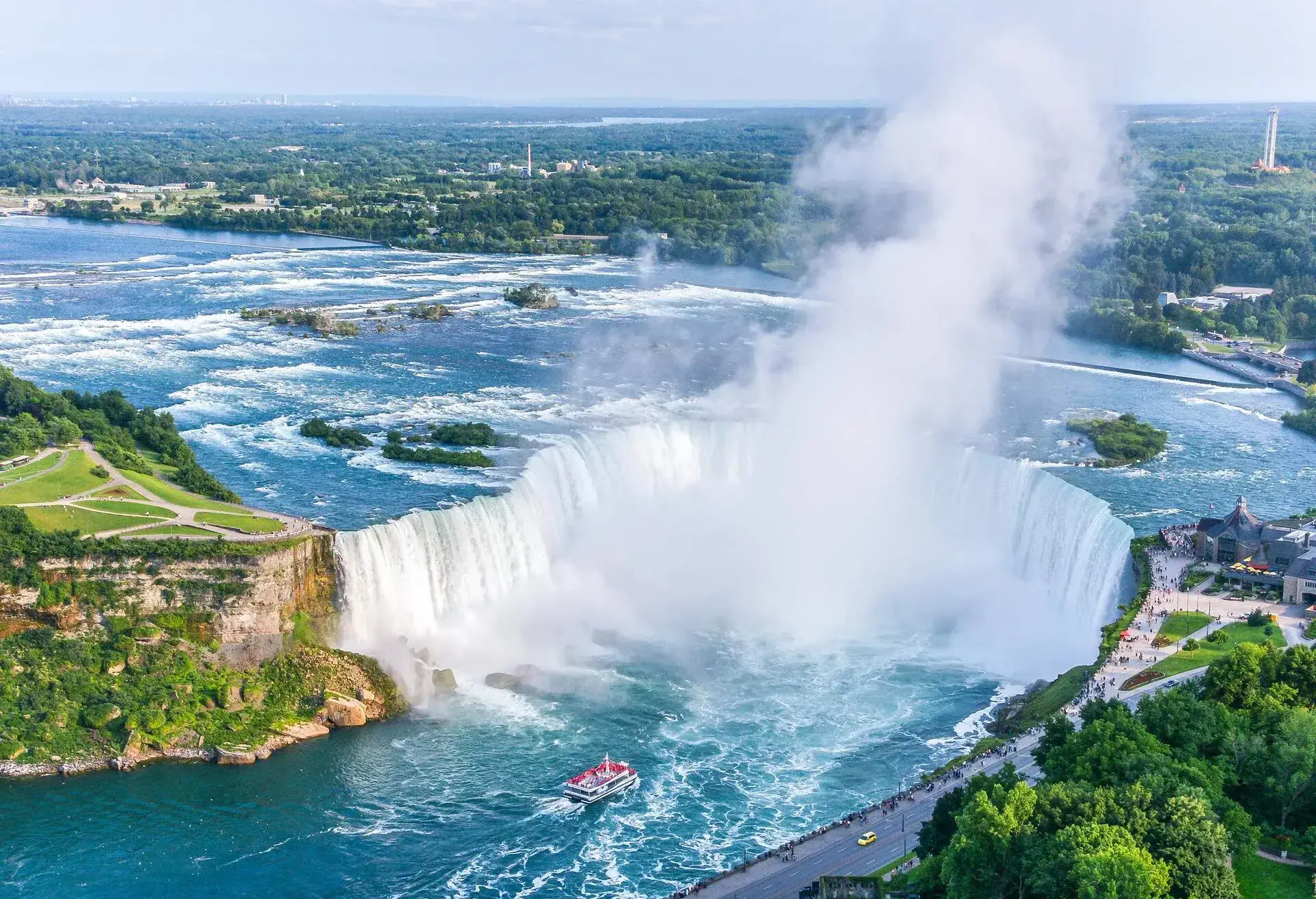 Niagara Falls Aerial View, Canadian Horseshoe Falls from the top, Ontario, Canada