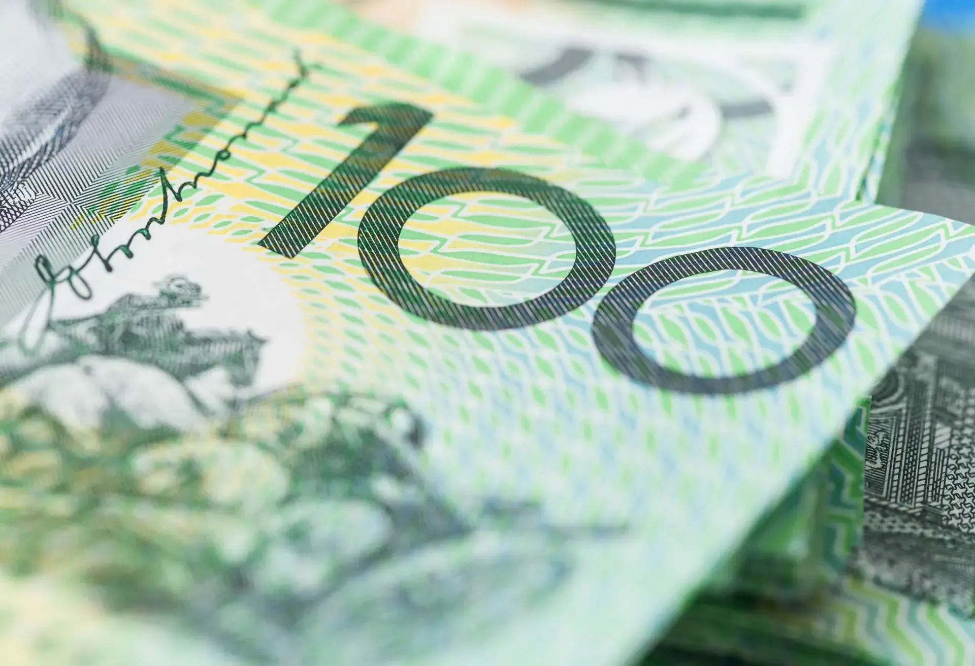 Close up image showing different sections of the banknotes filling the entire frame, focusing on the numbers.