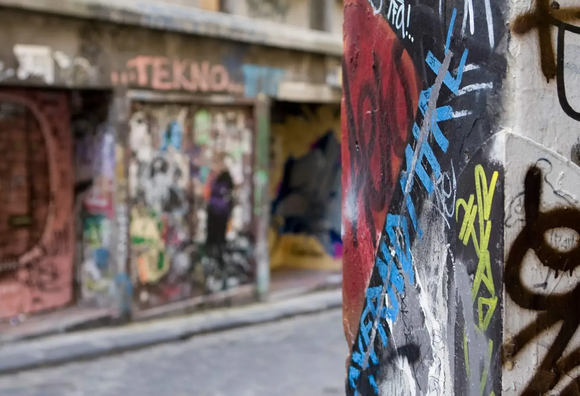 A colourful, famous part of inner city Melbourne, Australia.