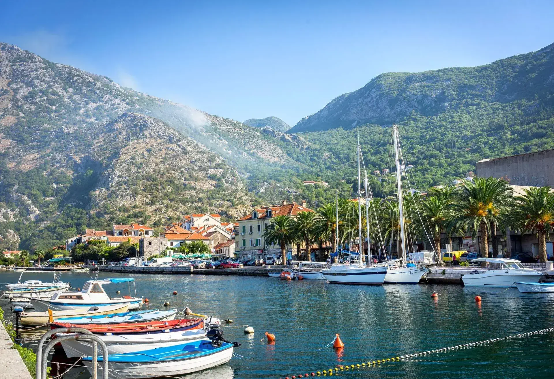 Boats at the seaside in Risan Montenegro