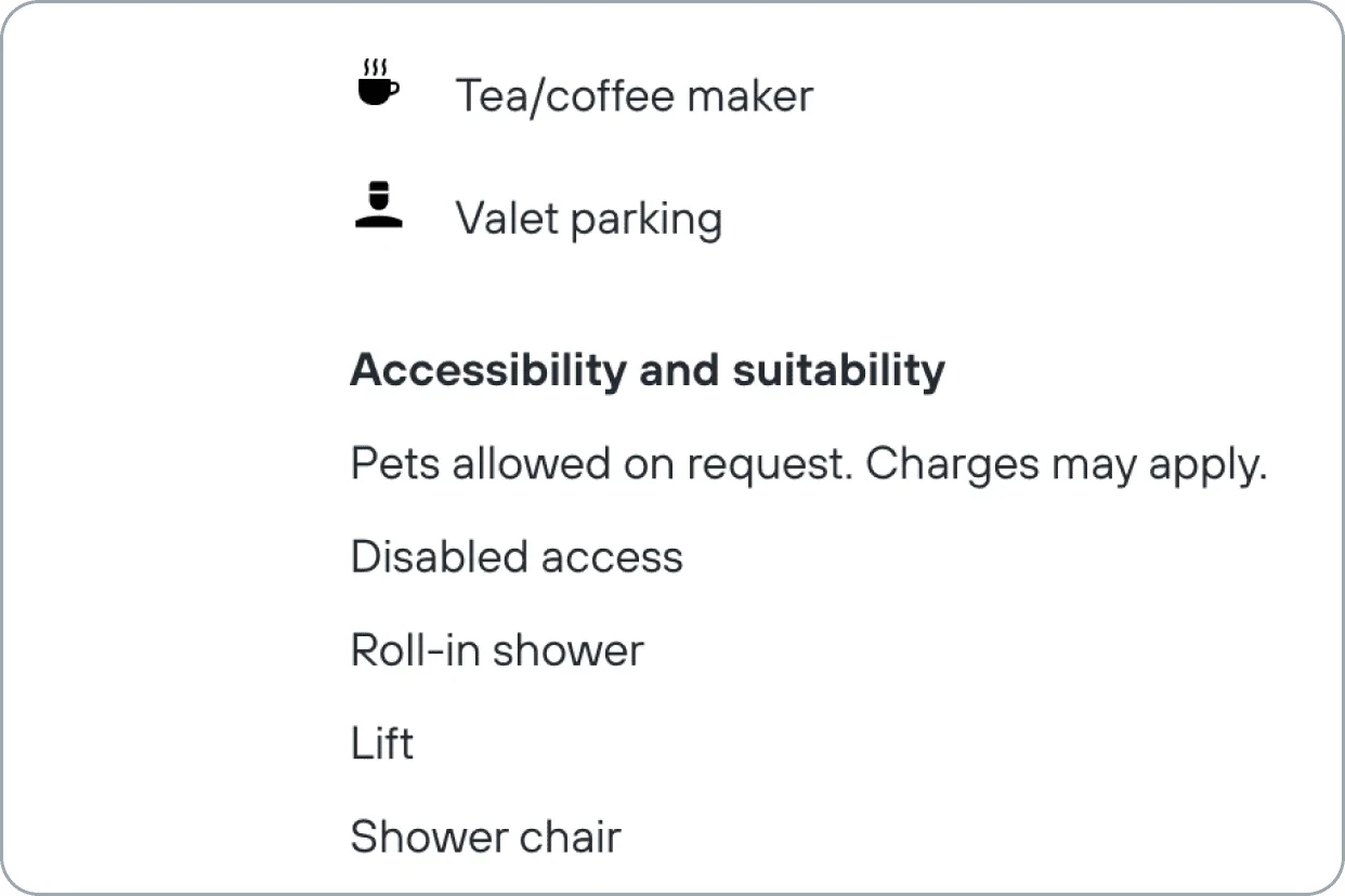 Step four of how to find a hotel room with roll-in shower: check if 