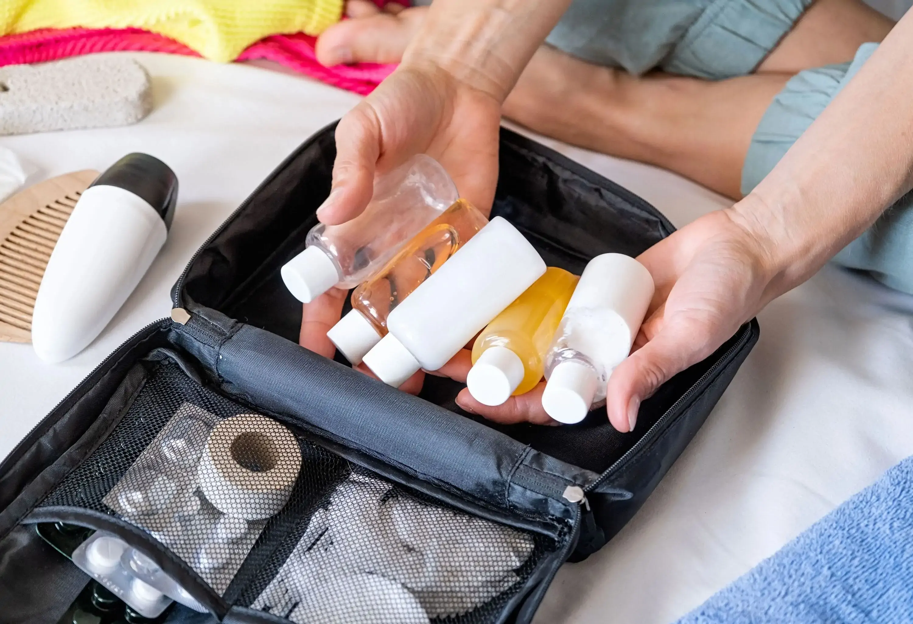 Packing cosmetics into a carry on