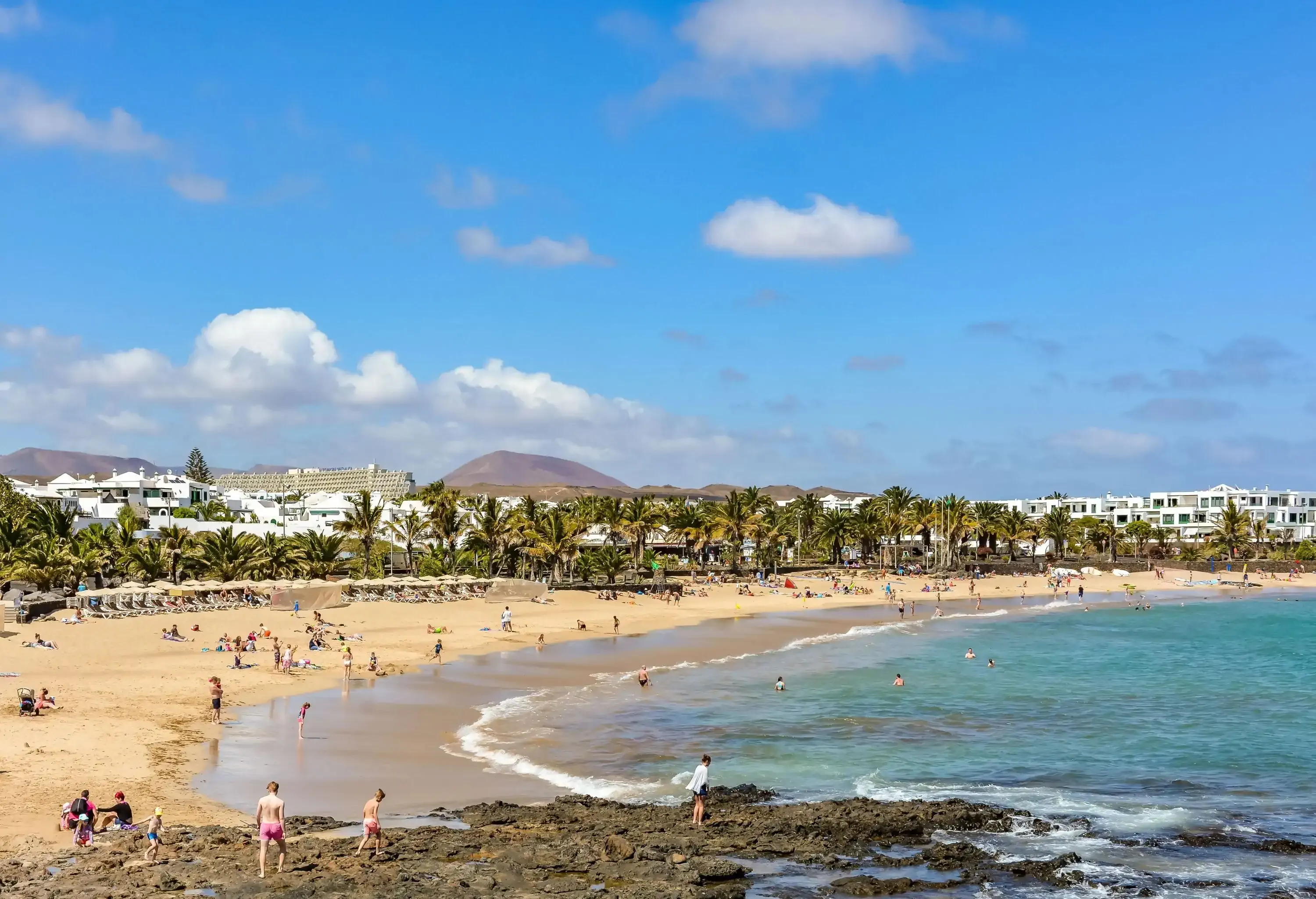 View of Costa Teguise, a touristic resort on Lanzarote island, Spain ; Shutterstock ID 416658442; Purpose: Destiny; Brand (KAYAK, Momondo, Any): Any